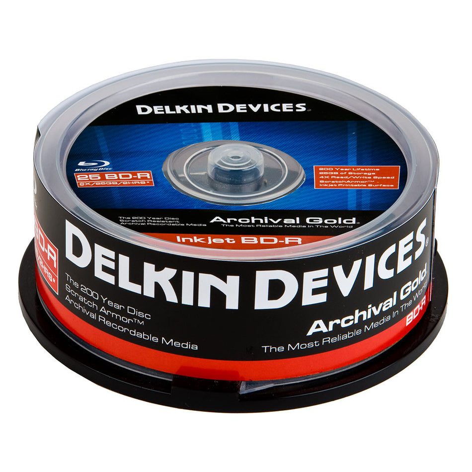 Delkin Archival Gold Blu-ray “200 Year Disc” with Inkjet Printable Surface (25pc Spindle)
