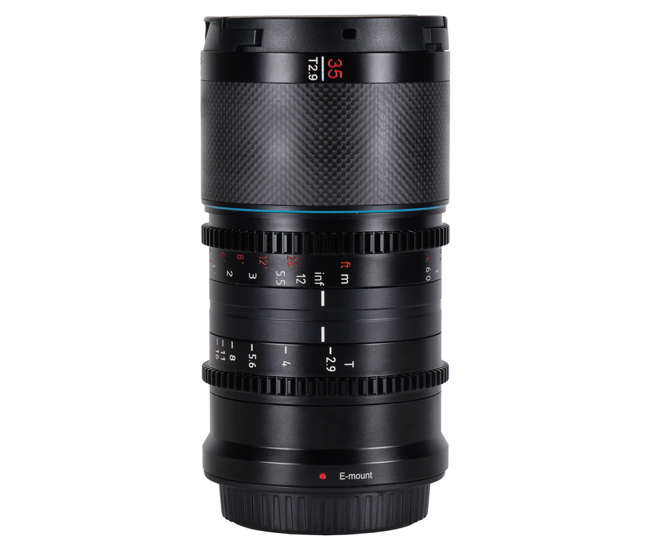 Sirui 35mm T2.9 1.6x Carbon Fiber Anamorphic lens for Sony E Mount (Blue Flare)o