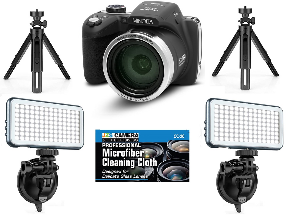 Minolta MN53Z-BK 16MP Wi-Fi Bridge Camera with 2 LED Lighting Kits (Black)