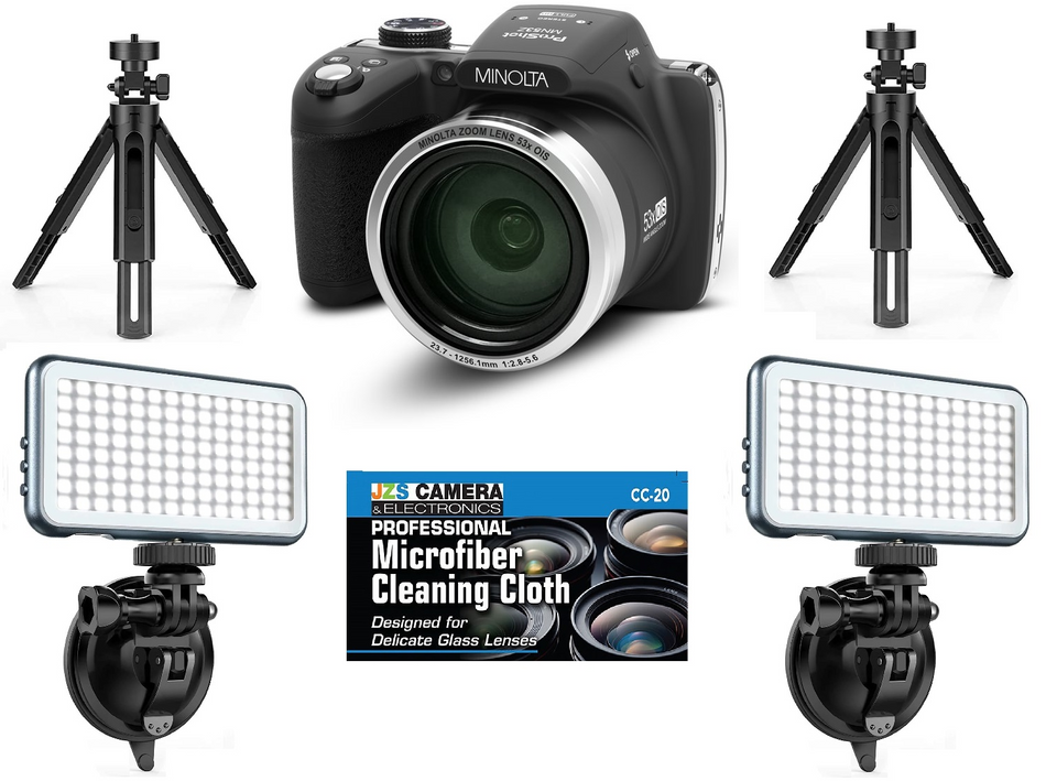 Minolta MN53Z Digital Camera BUNDLE with 2 LED Lighting Kits (Black)