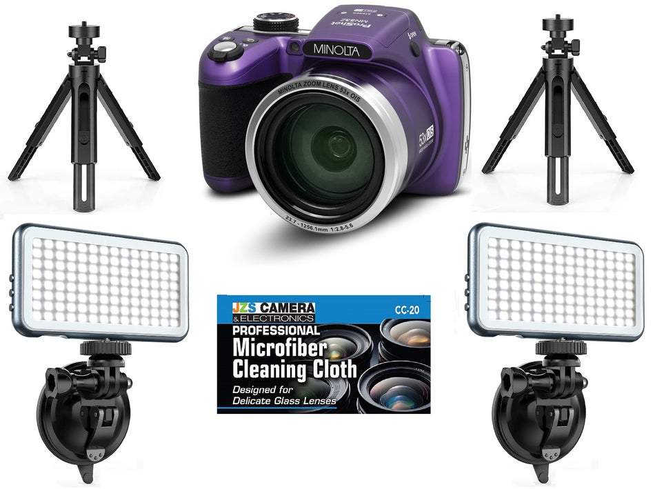 Minolta MN53Z-P 16MP Wi-Fi Bridge Camera with 2 LED Lighting Kits (Purple)