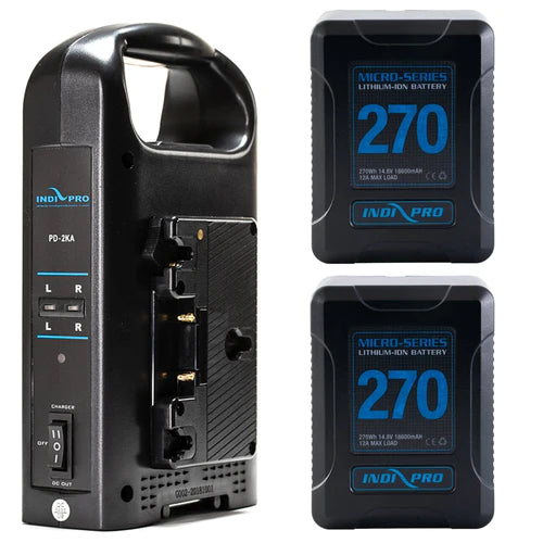 2x Micro-Series 270Wh Gold Mount Li-Ion Batteries and Dual Gold Mount Battery Charger Kit