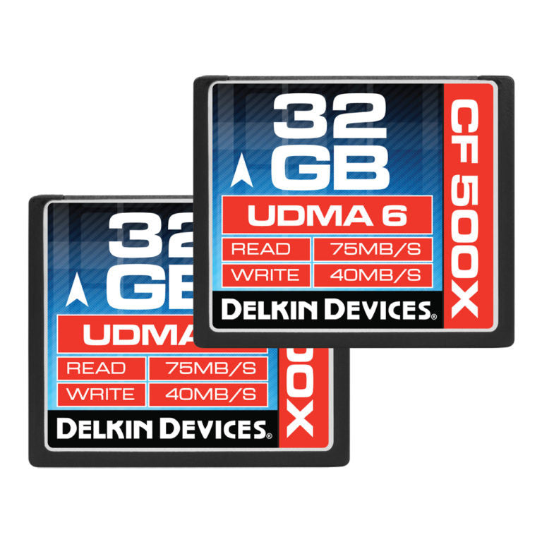 Delkin 32GB CF 500X UDMA 6 Memory Card (2 Pack)