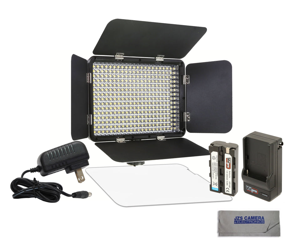 Vidpro LED-330X Variable-Color On-Camera LED Video Light Kit with Microfiber Cloth