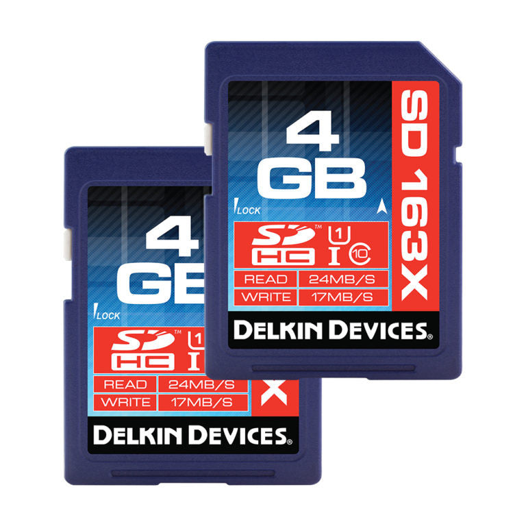 Delkin 4GB SDHC 163X Class 10 Memory Card (2 Pack)