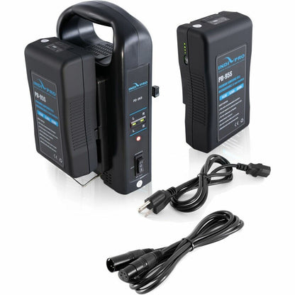 IndiPRO Tools Two 95Wh Compact V-Mount Lithium-Ion Batteries with Dual Battery Charger Kit