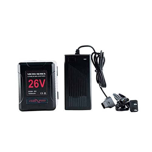 IndiPRO Tools VMDT26V Micro-Series 26V 260Wh Lithium-Ion Battery V-Mount and D-Tap Charger Kit