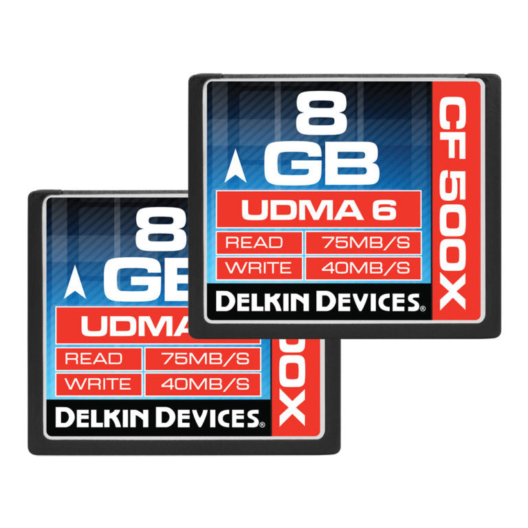 Delkin 8GB CF 500X UDMA 6 Memory Card (2 Pack)