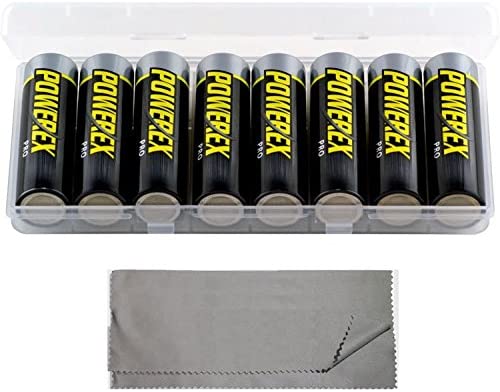 Powerex MH8AAPROBH [2700mAh, 1.2V] Pro AA Low Self Discharge Precharged Rechargeable NiMH Batteries (ONE 8-Pack with Case) & JZS Microfiber Cloth