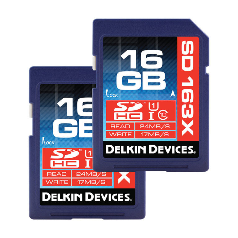 Delkin 16GB SDHC 163X Class 10 Memory Card (2 Pack)
