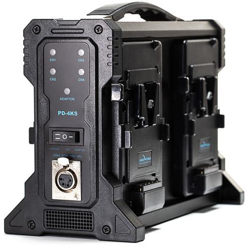 IndiPro Tools PG4VB Quad V-Mount Battery Charger with XLR Output