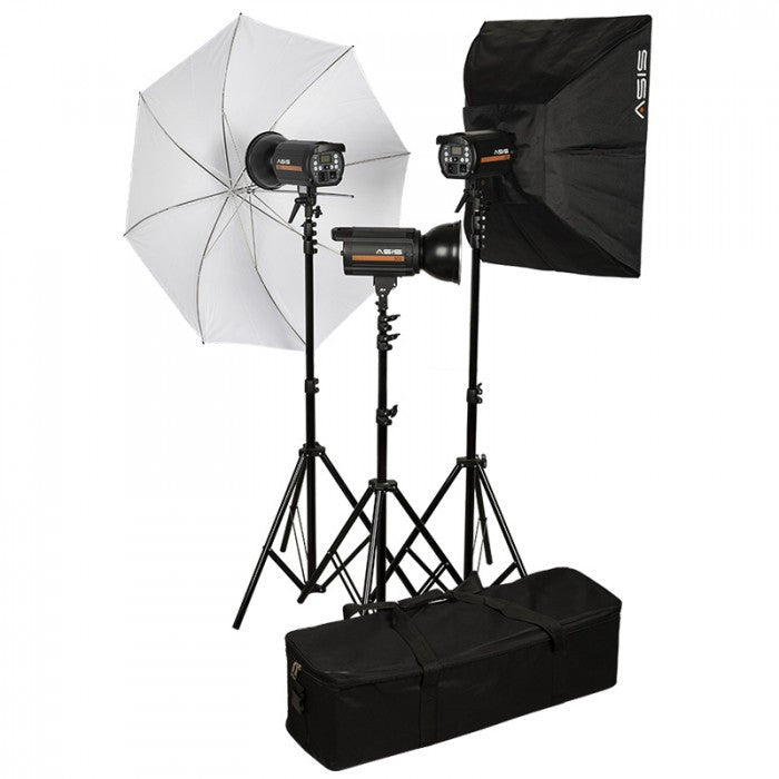 Asis 500 Monolight 3-Head Umbrella/Softbox Kit