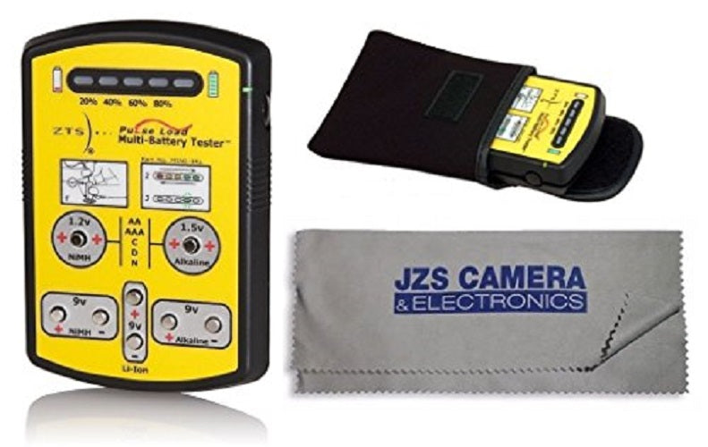 ZTS Mini Multi-Battery Tester with Soft Carrying Case and Cleaning Cloth