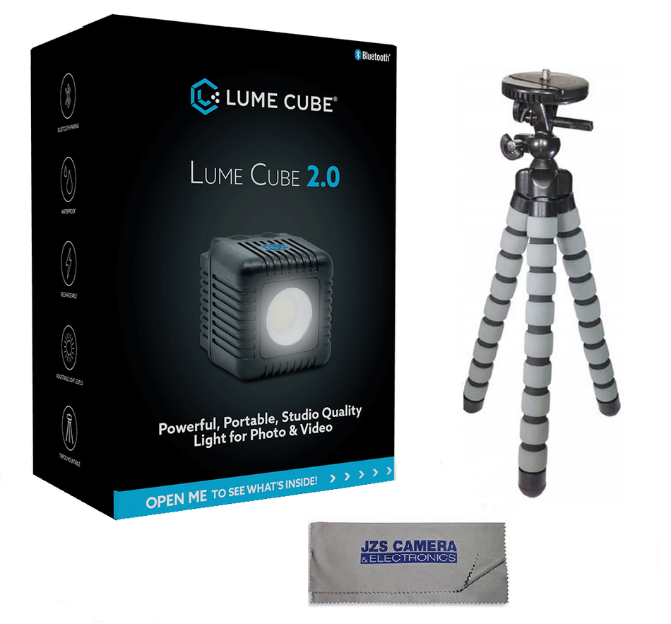 Lume Cube 2.0 LED Light + Vidpro GP14 Flexible Compact Tripod + Cleaning Cloth