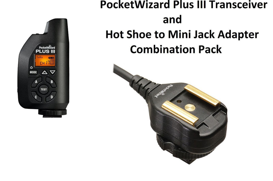 PocketWizard Plus III Transceiver (Black) + 3' Hot Shoe to Mini Jack Adapter