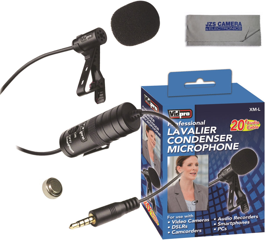 Vidpro XM-L Professional Lavalier Condenser Microphone with Microfiber Cloth